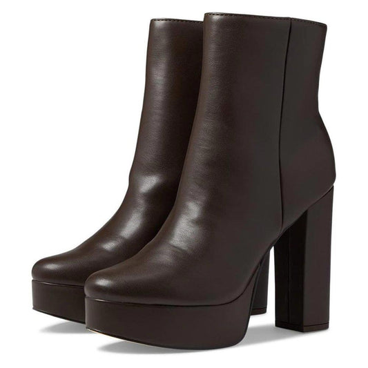 Rublia Brown Leather Heeled Ankle Booties