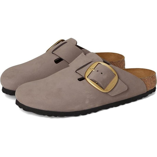 Boston Big Buckle Faded Purple Suede Clogs
