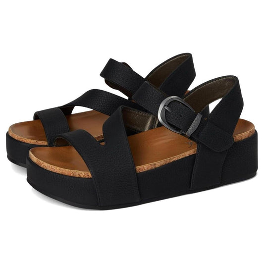 Isabel Black Faux Nubuck Platform Sandals