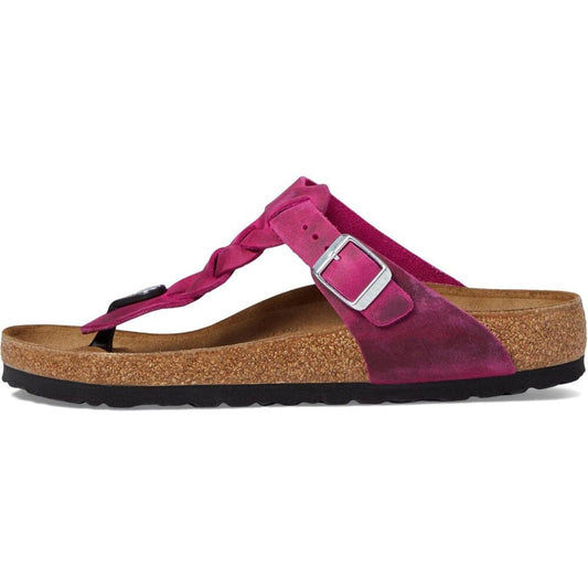 Gizeh Braided Festival Fuchsia Oiled Leather Sandals