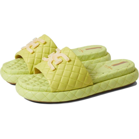 Karinda Kiwi Quilted Leather Slide Sandals