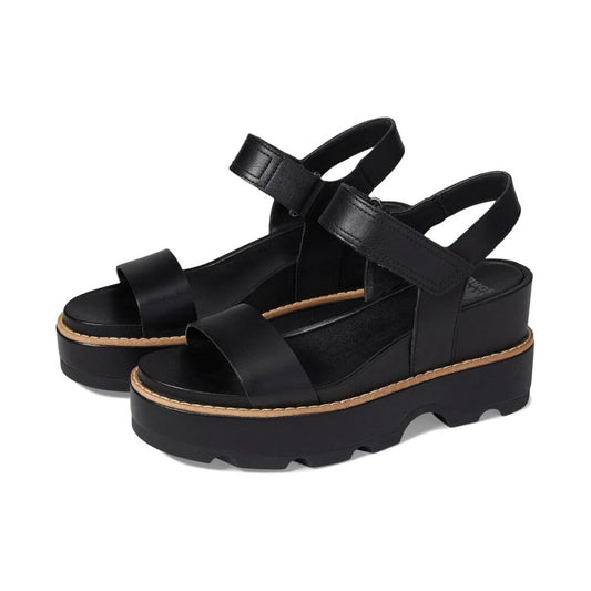Joanie IV Black Y Strap Wedge Sandals