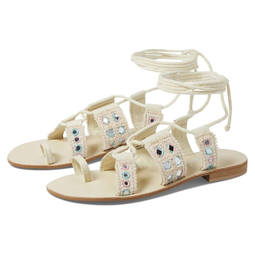 Free People Sandals Mantra Natural Leather Lace Up Flats