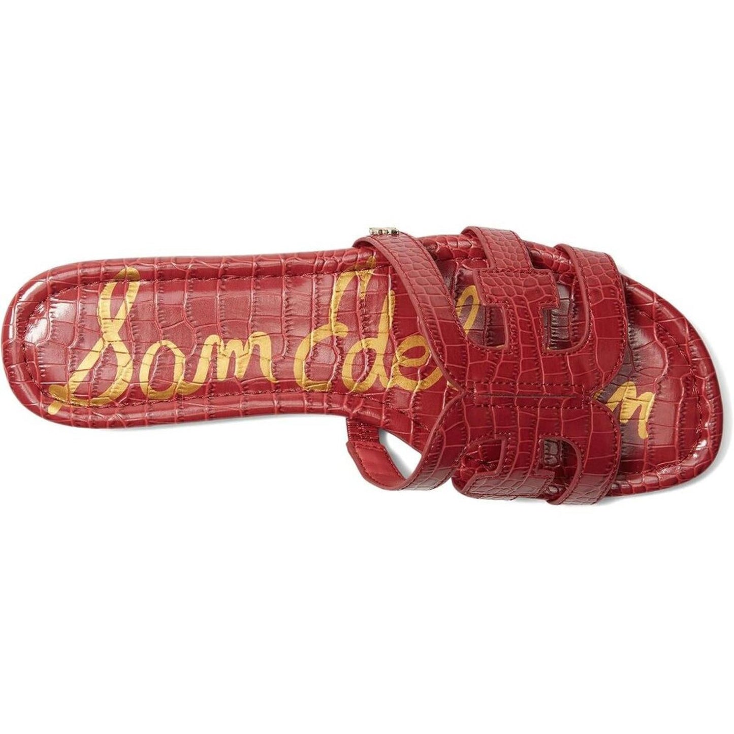Bay Dark Rose Leather Flat Slide Sandals