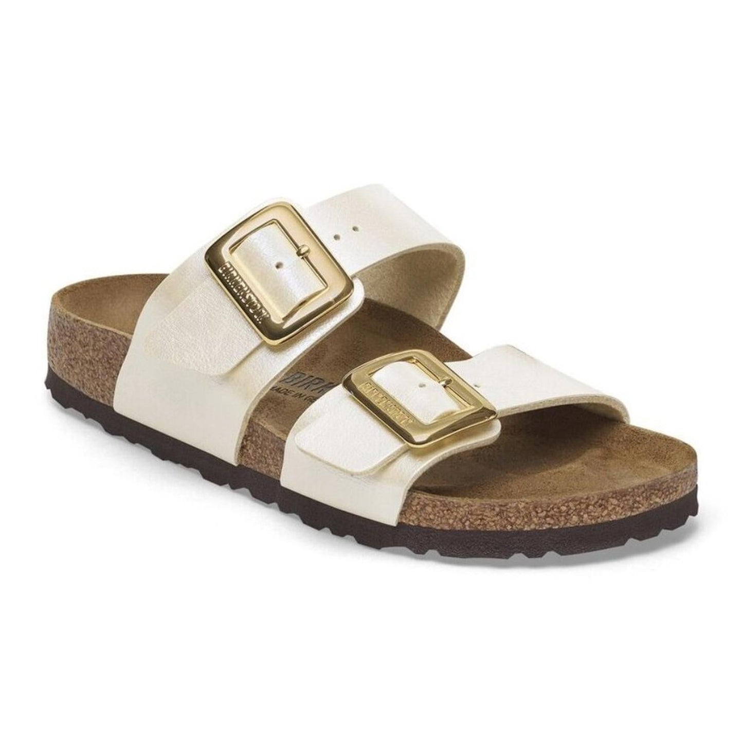 Sydney Luxe Buckle Graceful Pearl White Birko Flor Sandals