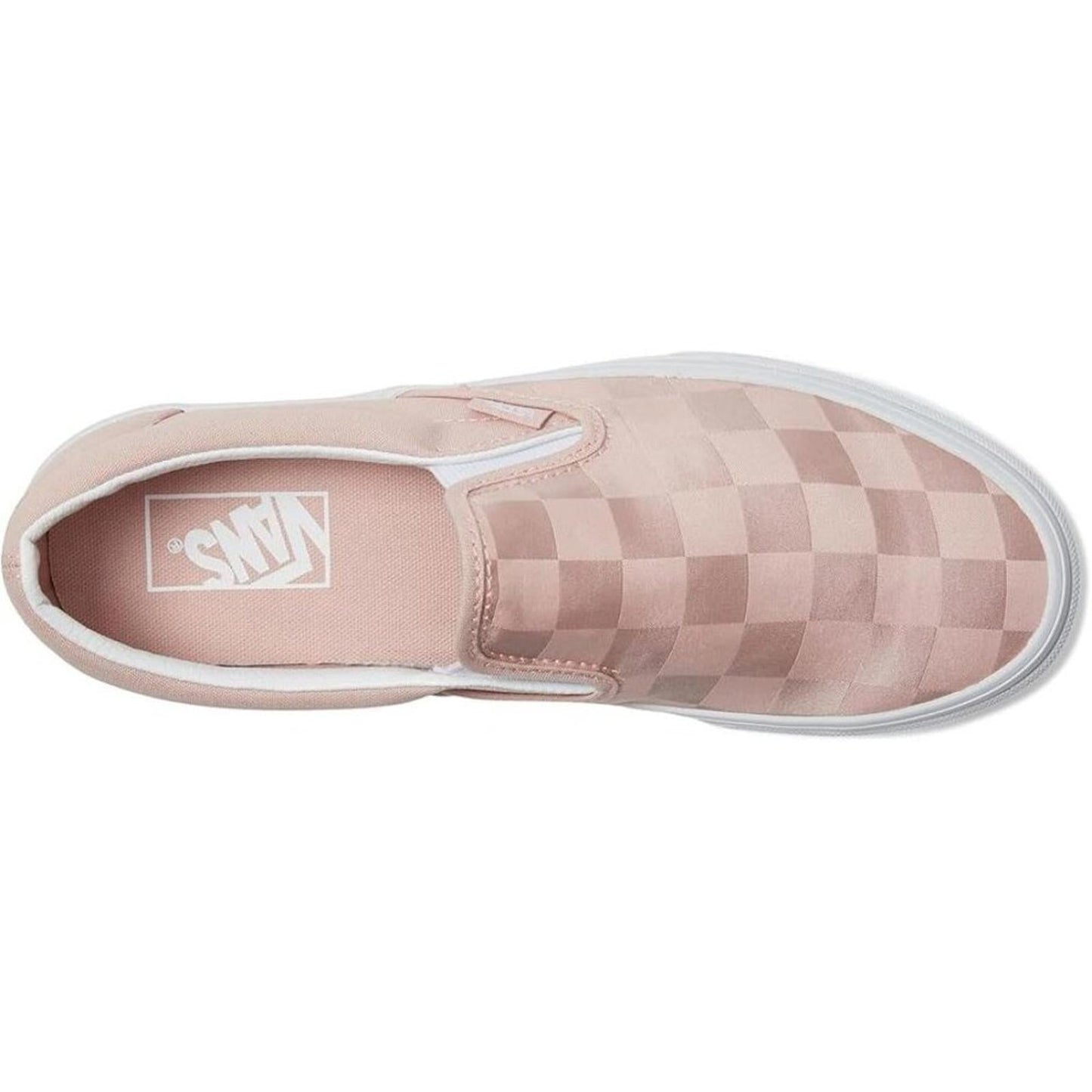Classic Satin Checkerboard Sepia Rose Slip On Sneakers