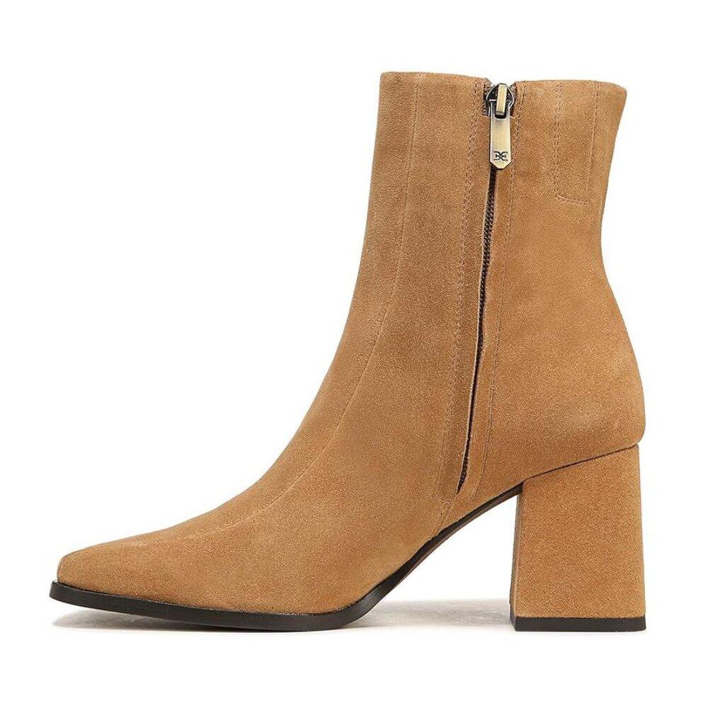 Mayla Sandstone Leather Heeled Ankle Boots
