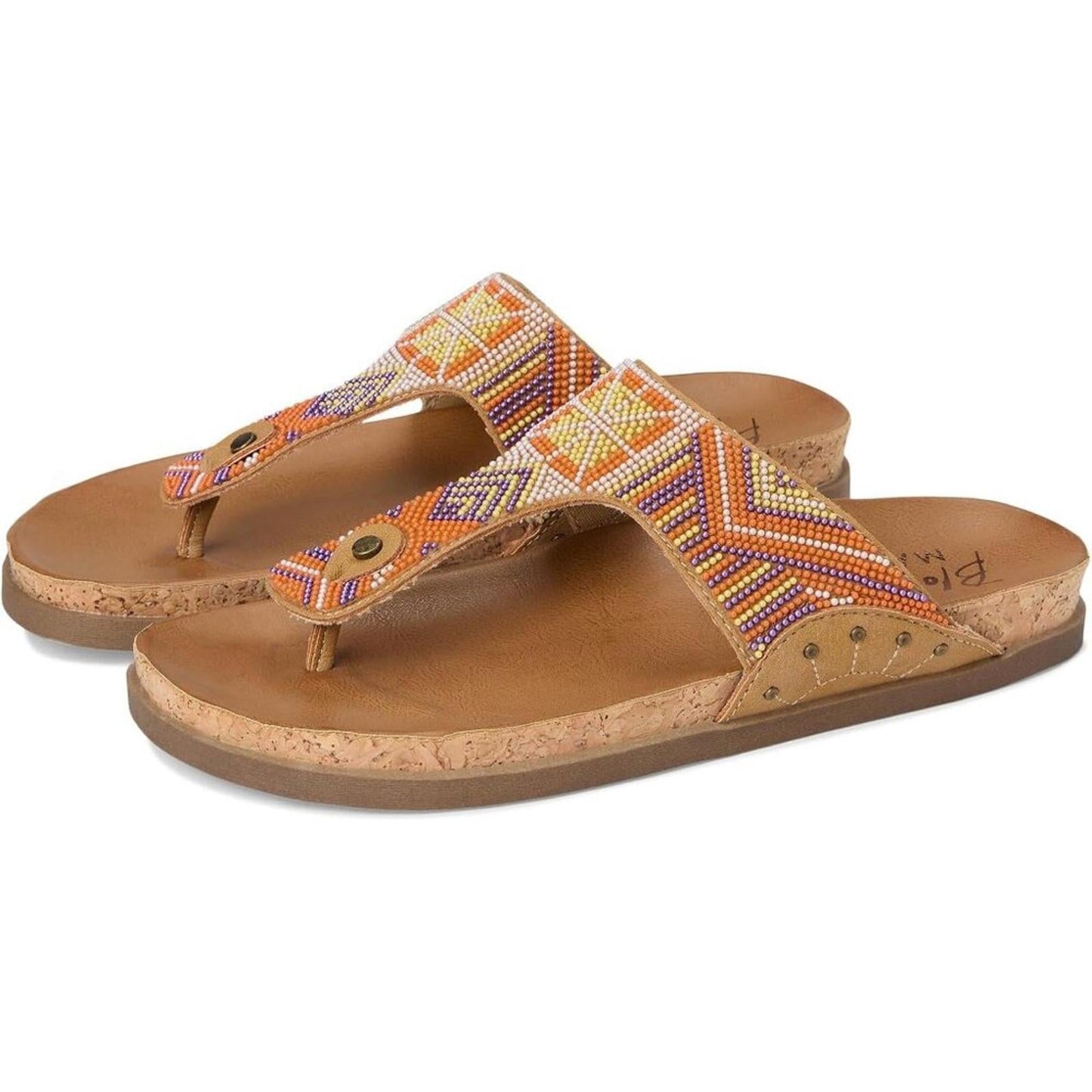 Lyric Tan Beaded Faux Nubuck Sandals