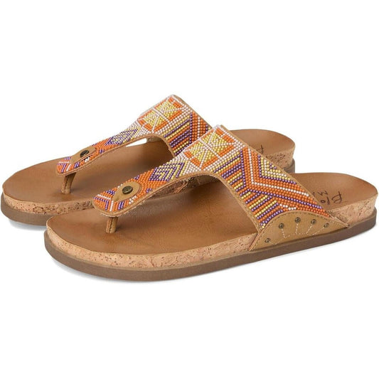 Lyric Tan Beaded Faux Nubuck Sandals