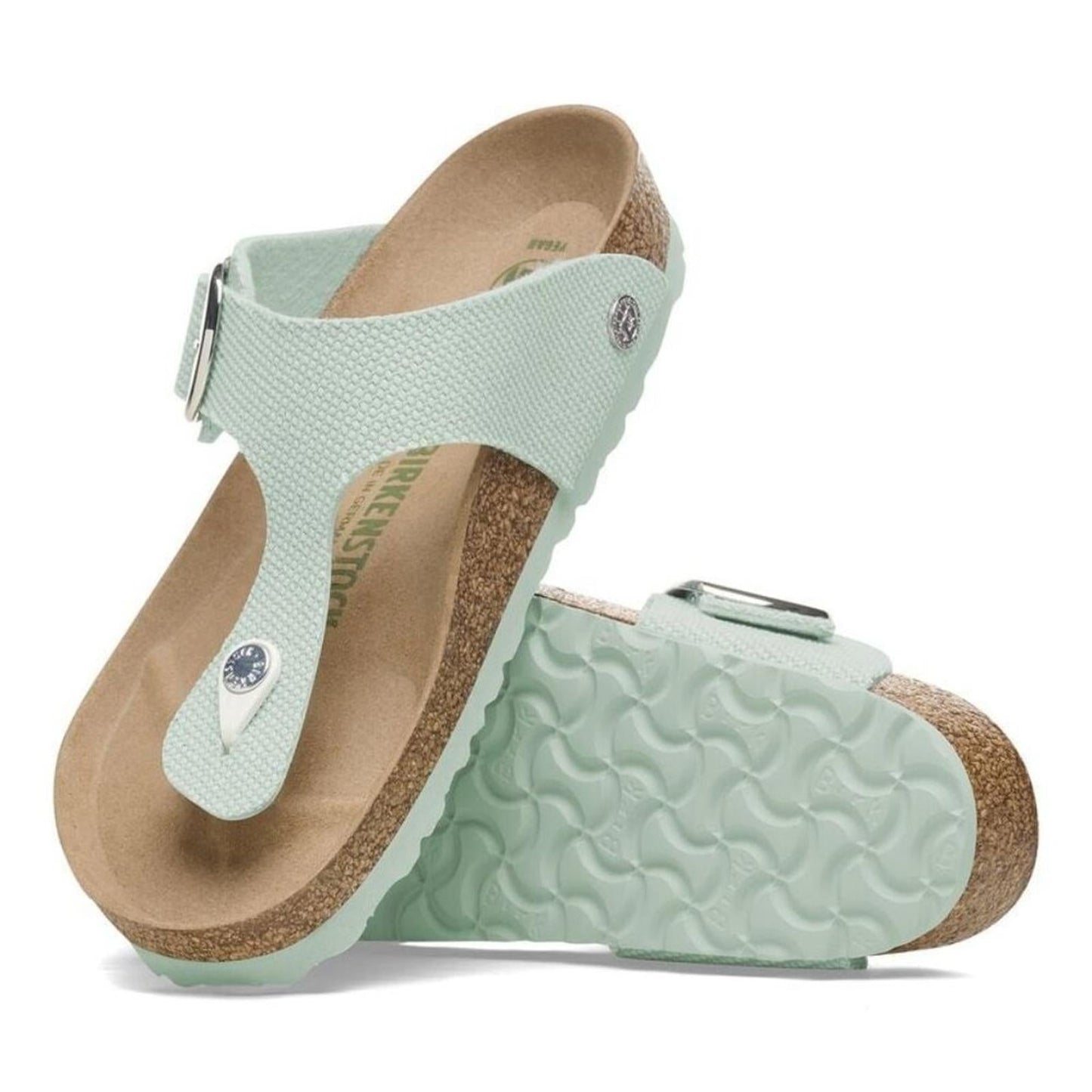 Gizeh Vegan Big Buckle Surf Green Textile Canvas Sandals