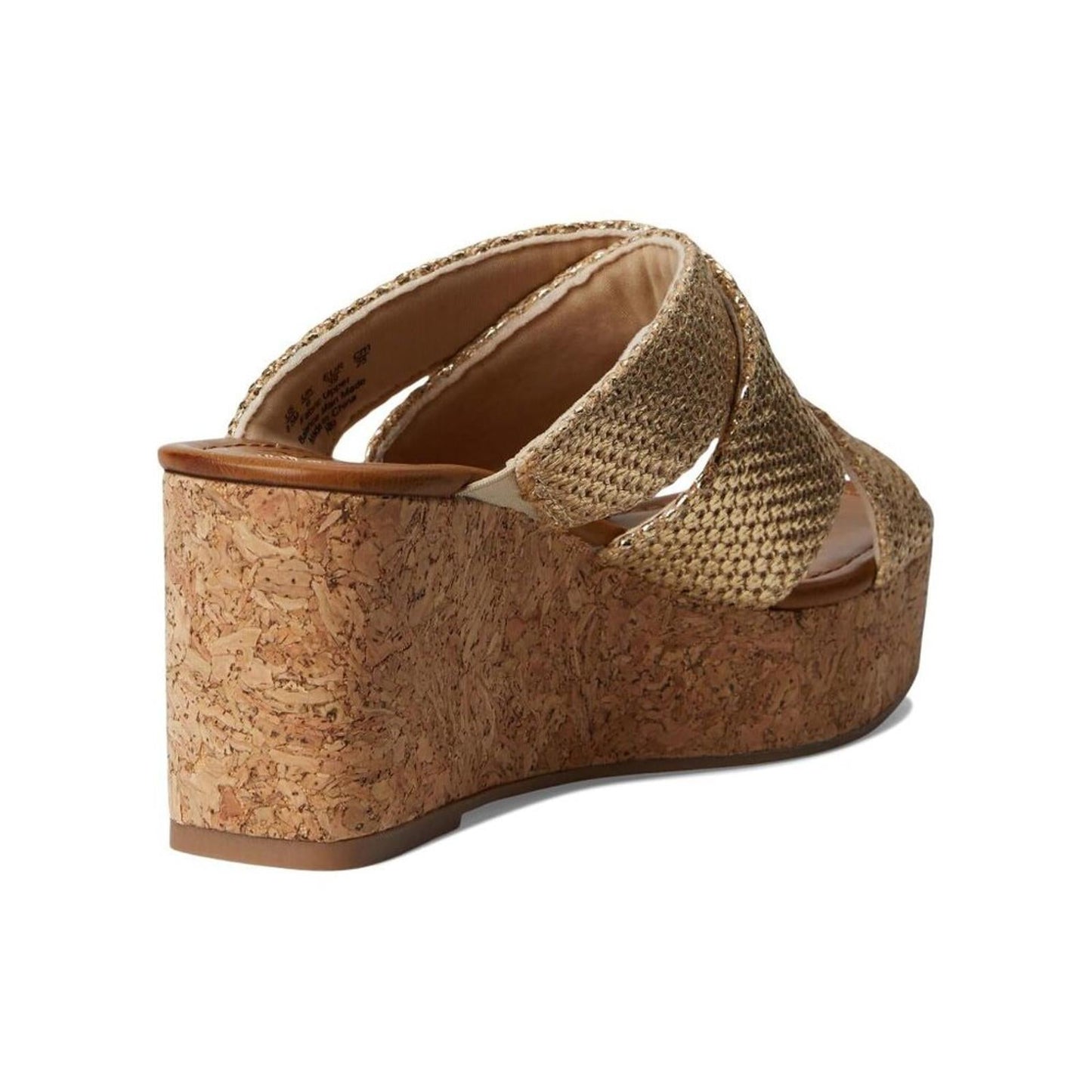 Abi Gold Faux Raffia Wedge Sandals