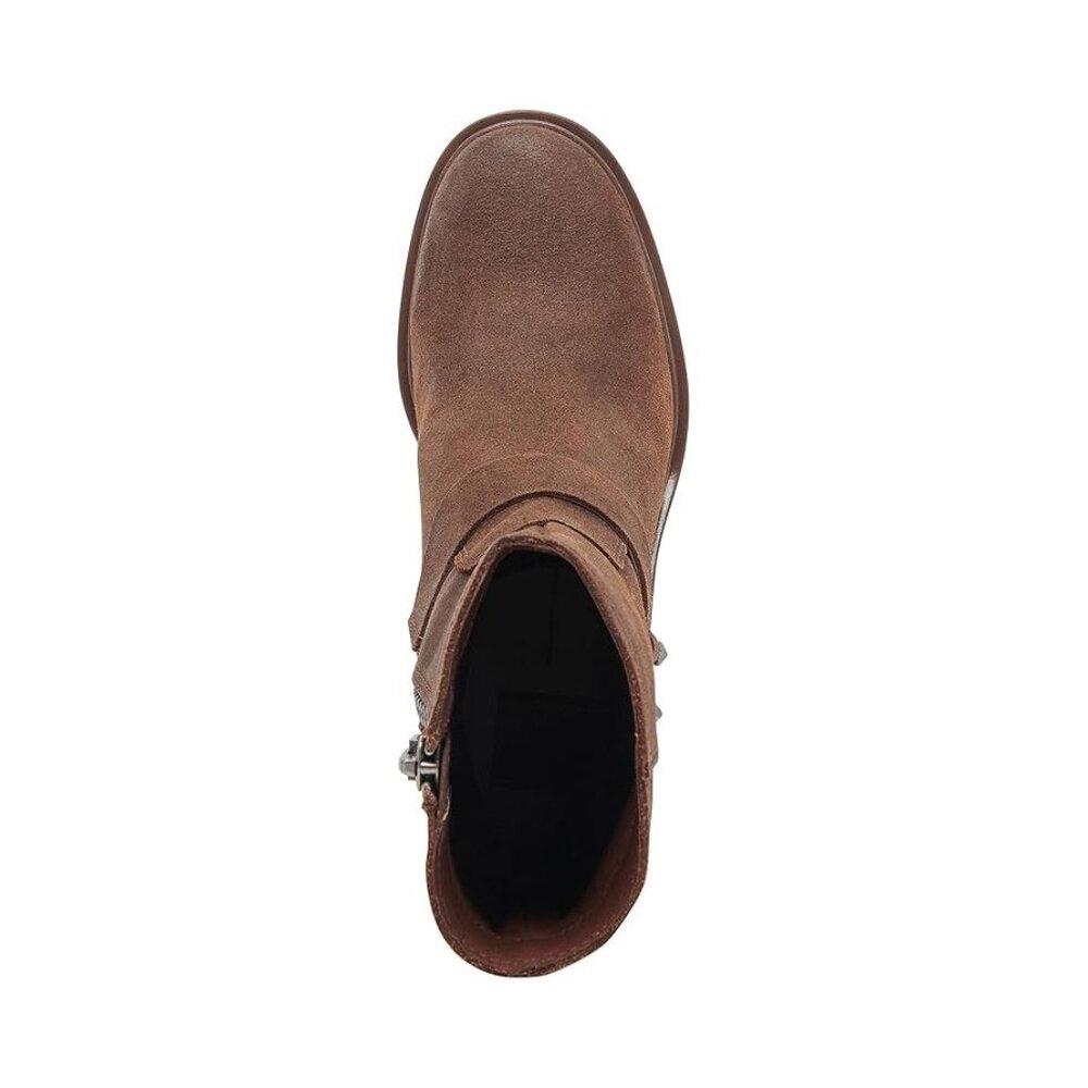 Camros Brown Suede Harness Heeled Ankle Boots