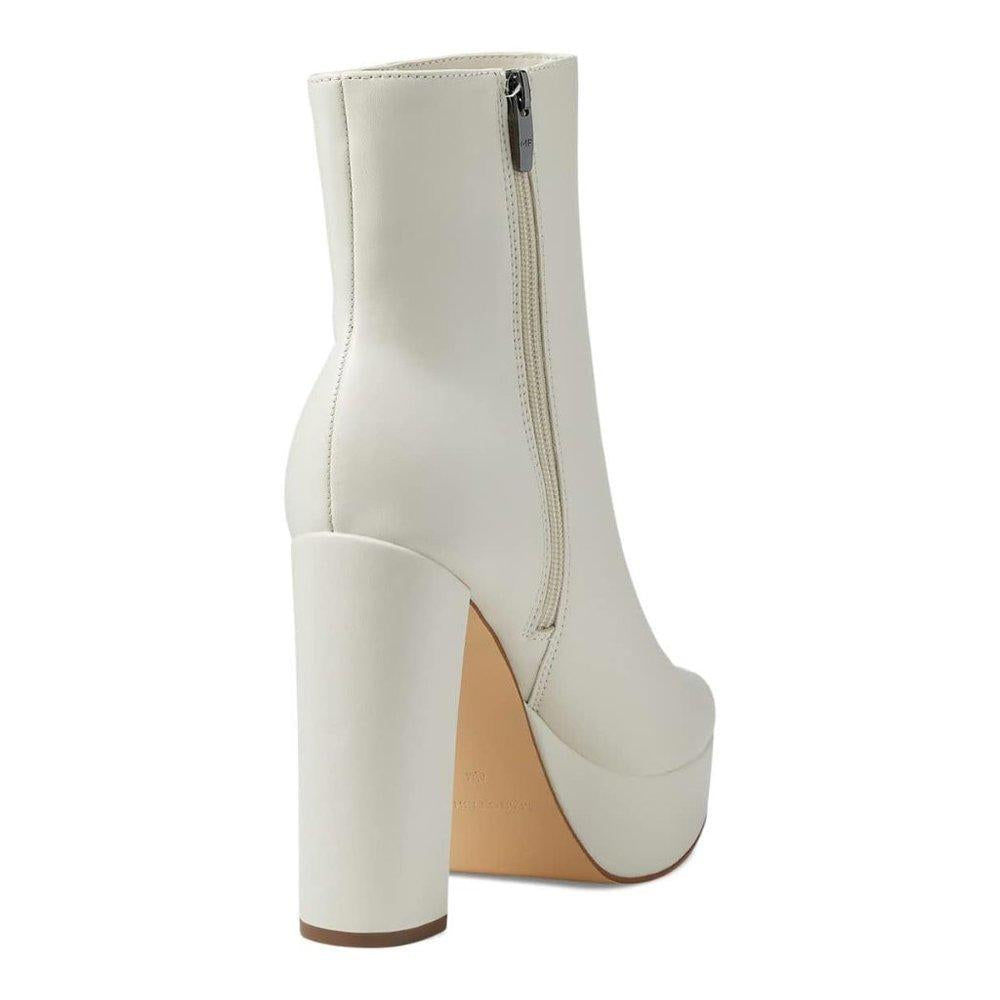 Rublia Cream Leather Heeled Ankle Booties