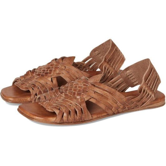 Lauren 2 Tan Leather Huarache Flat Sandals