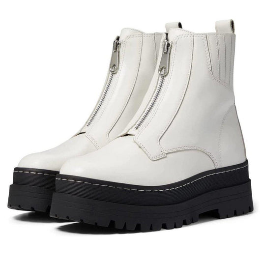 Prisco Ivory Leather Zip Boots
