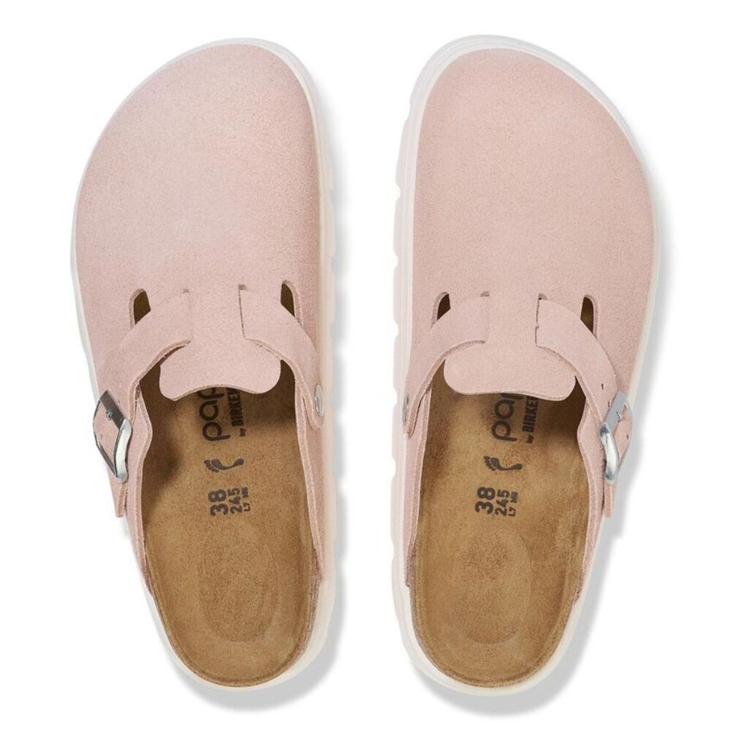 Papillio Boston Chunky Light Rose Suede Leather Clogs