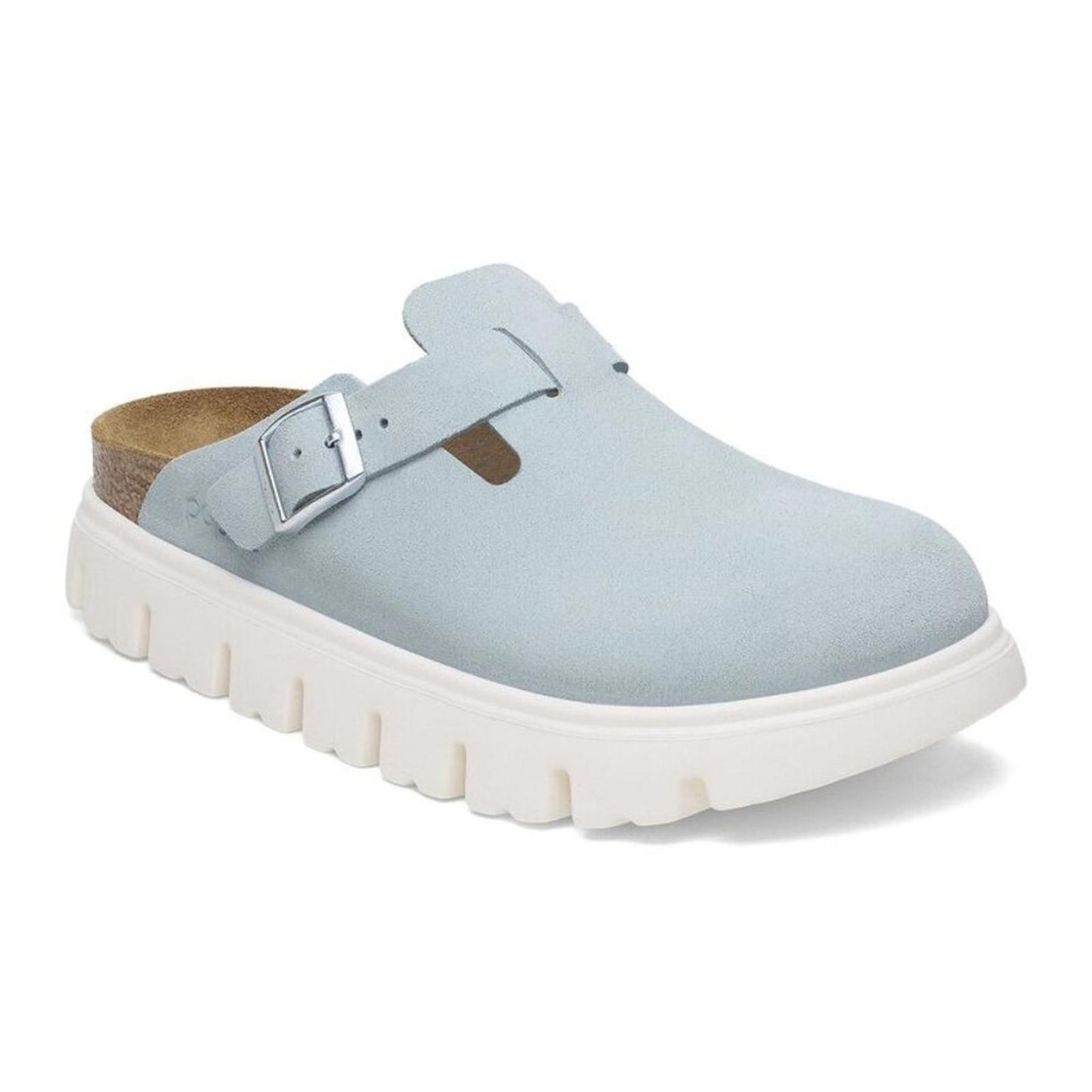 Papillio Boston Chunky Baby Blue Suede Leather Clogs