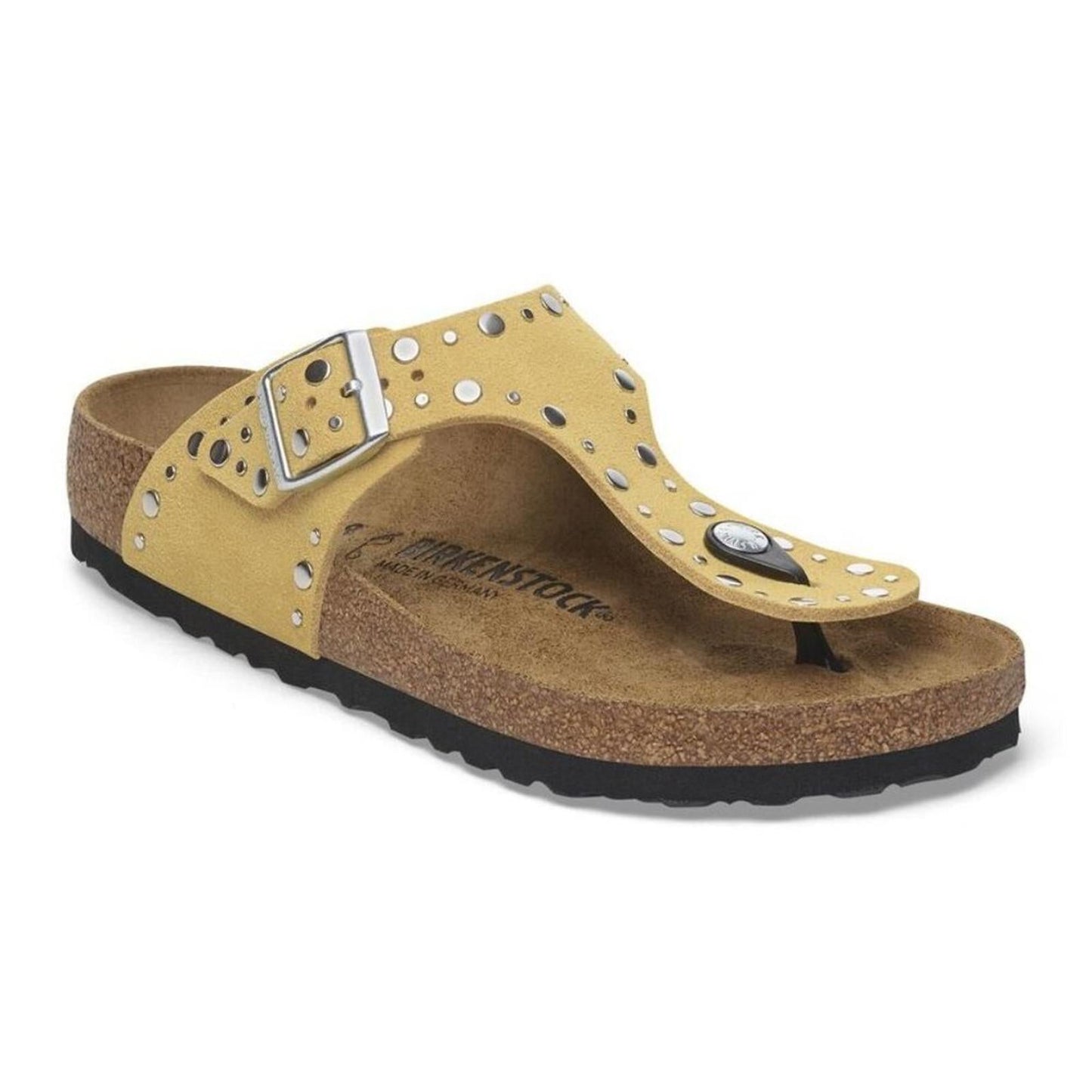 Gizeh Rivets Ochre Suede Leather Sandals