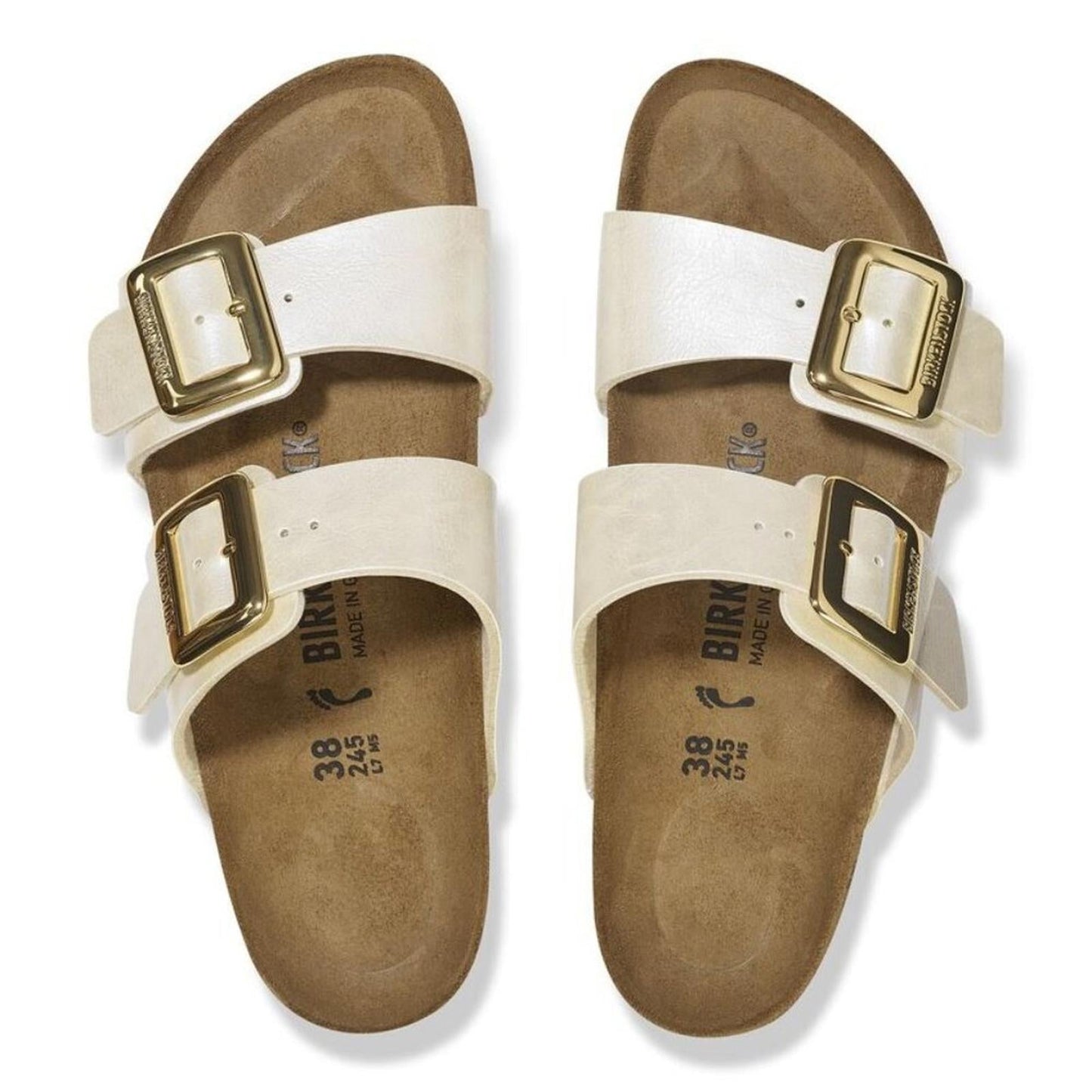 Sydney Luxe Buckle Graceful Pearl White Birko Flor Sandals