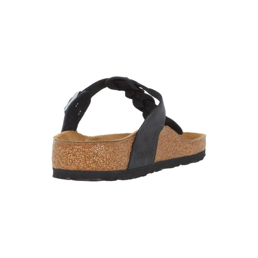 Gizeh Braided Black Oiled Leather Sandals