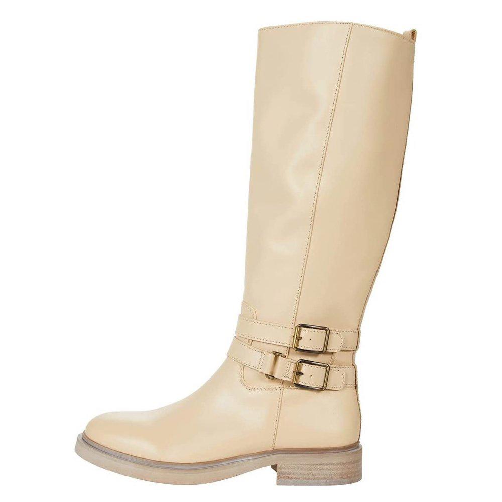 Freda White Leather Knee High Boots