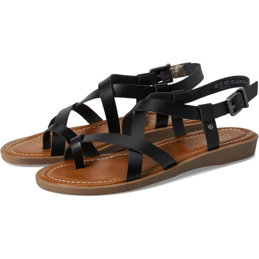 Devin Black Faux Leather Strappy Sandals