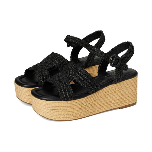 Payley Black Wedge Platform Sandals