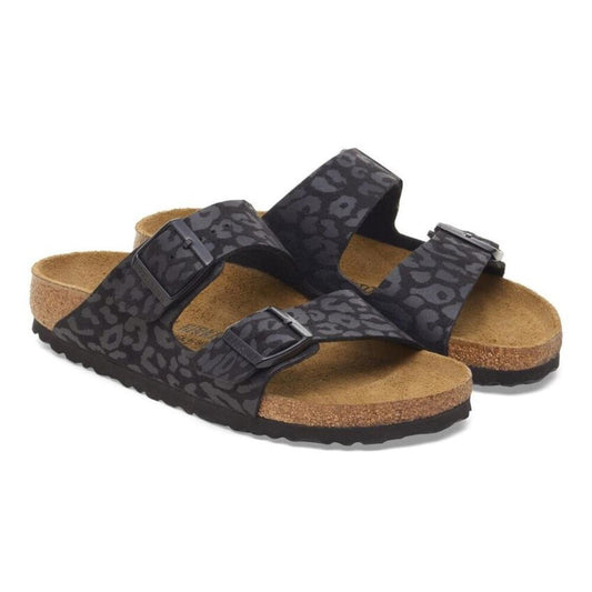 Arizona Black Leopard Buckle Sandals