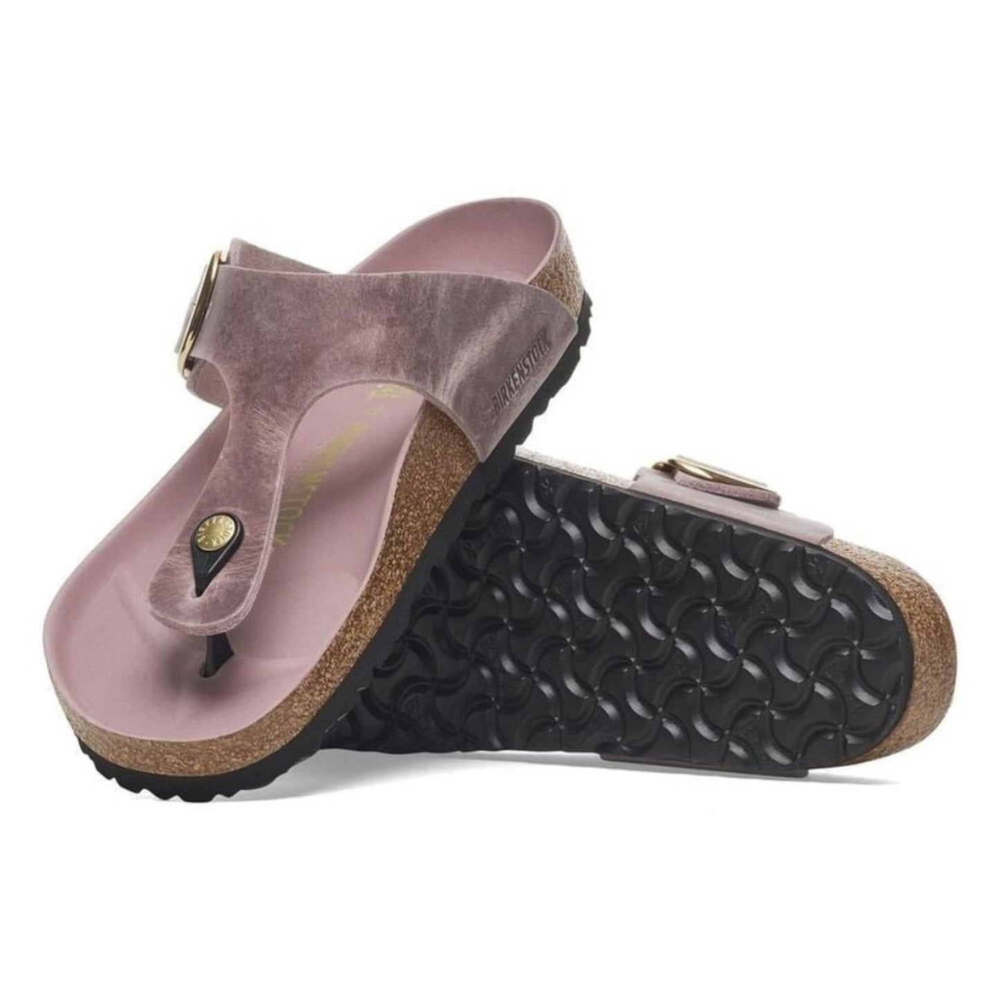 Gizeh Big Buckle Lavender Oiled Leather Sandals