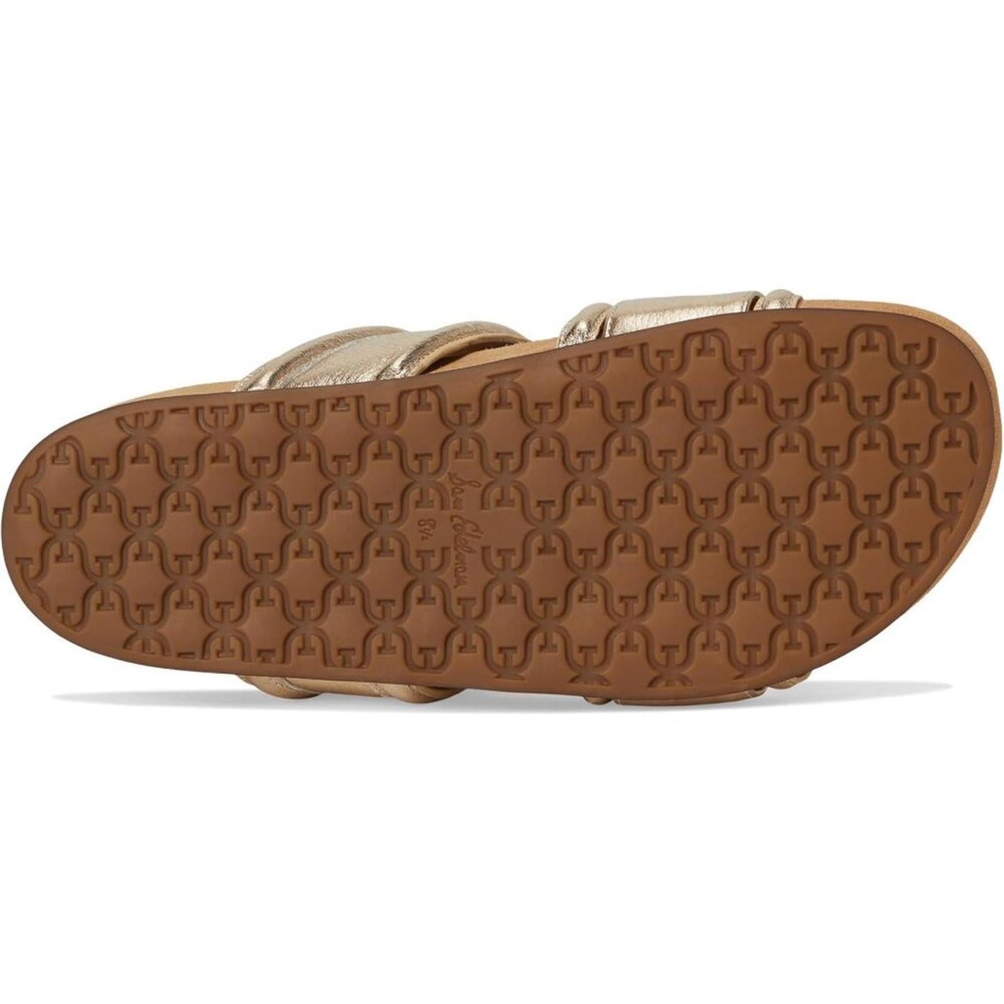 Rowan Gold Leather Flat Slide Sandals