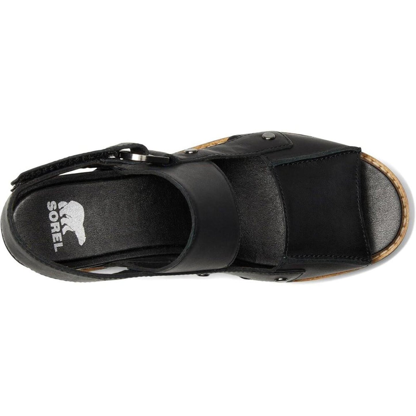 Joanie IV Black Leather Wedge Sandals