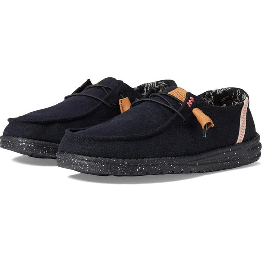 Wendy Wendy Black Washed Canvas Slip-On Casual Shoes