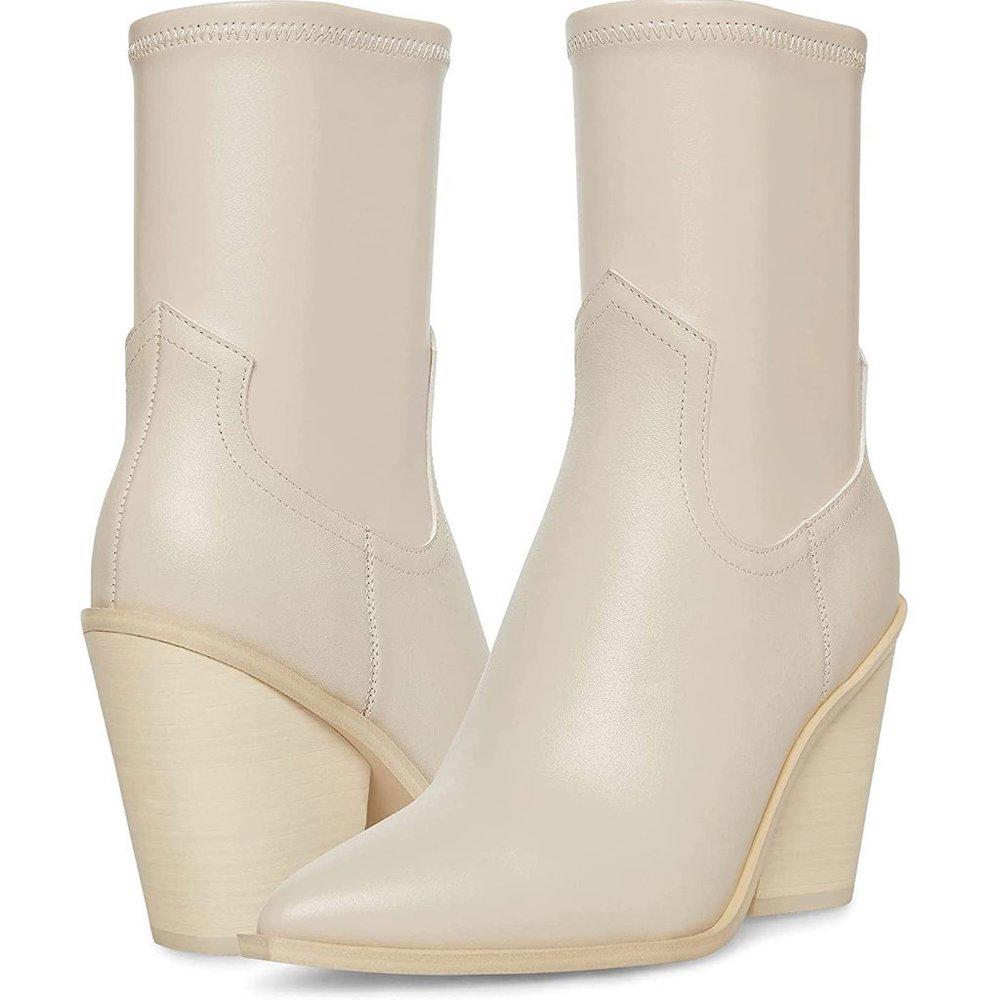 Thorn Bone Leather Heeled Booties