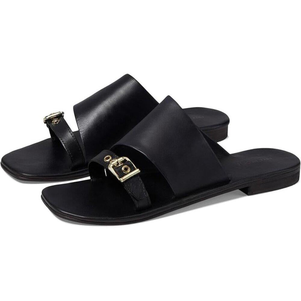 Free People Sandals Mila Black Leather Flat Slides