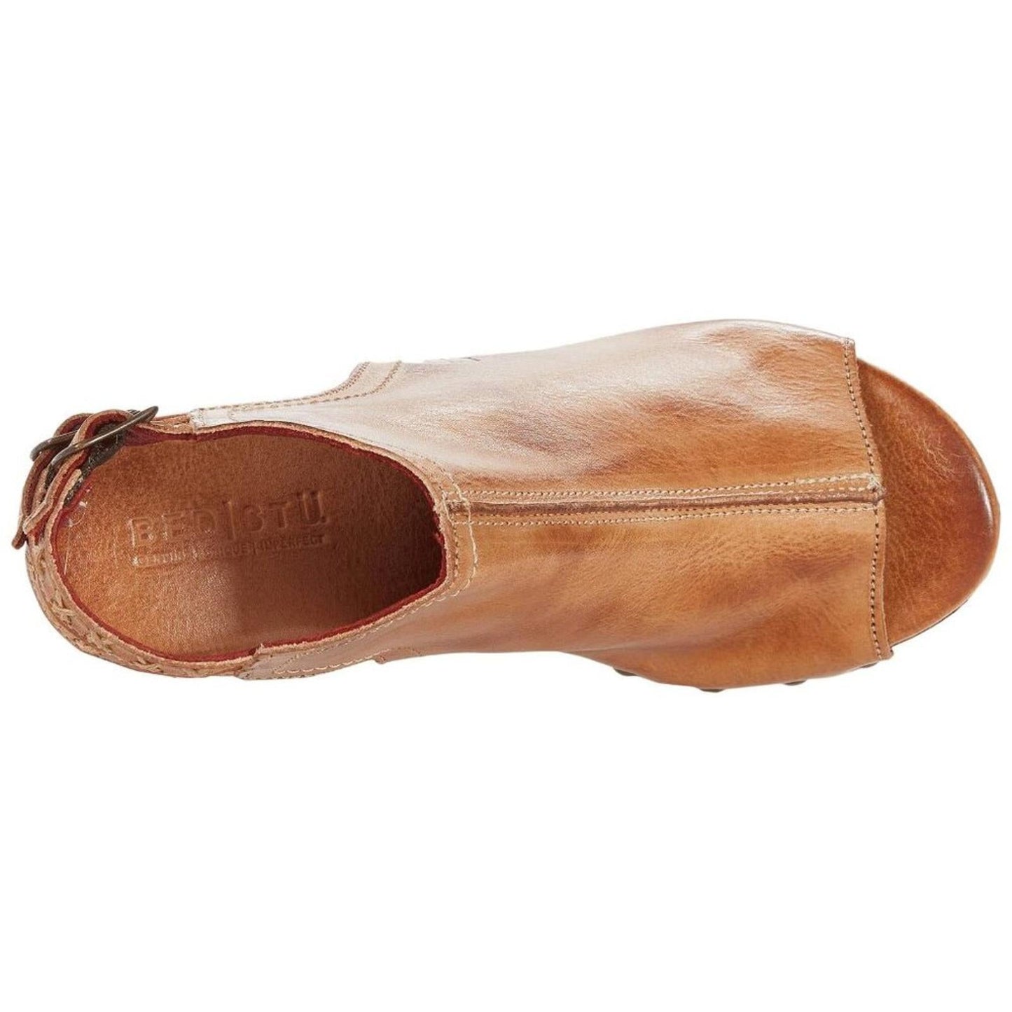 Imenlda Tan Rustic Leather Wedge Sandals