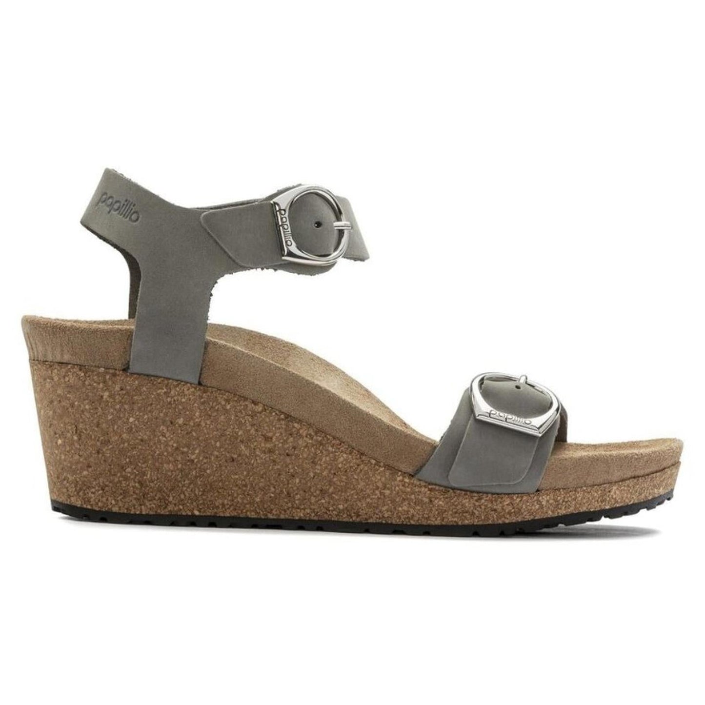 Papillio Soley Dove Grey Nubuck Leather Wedge Sandals