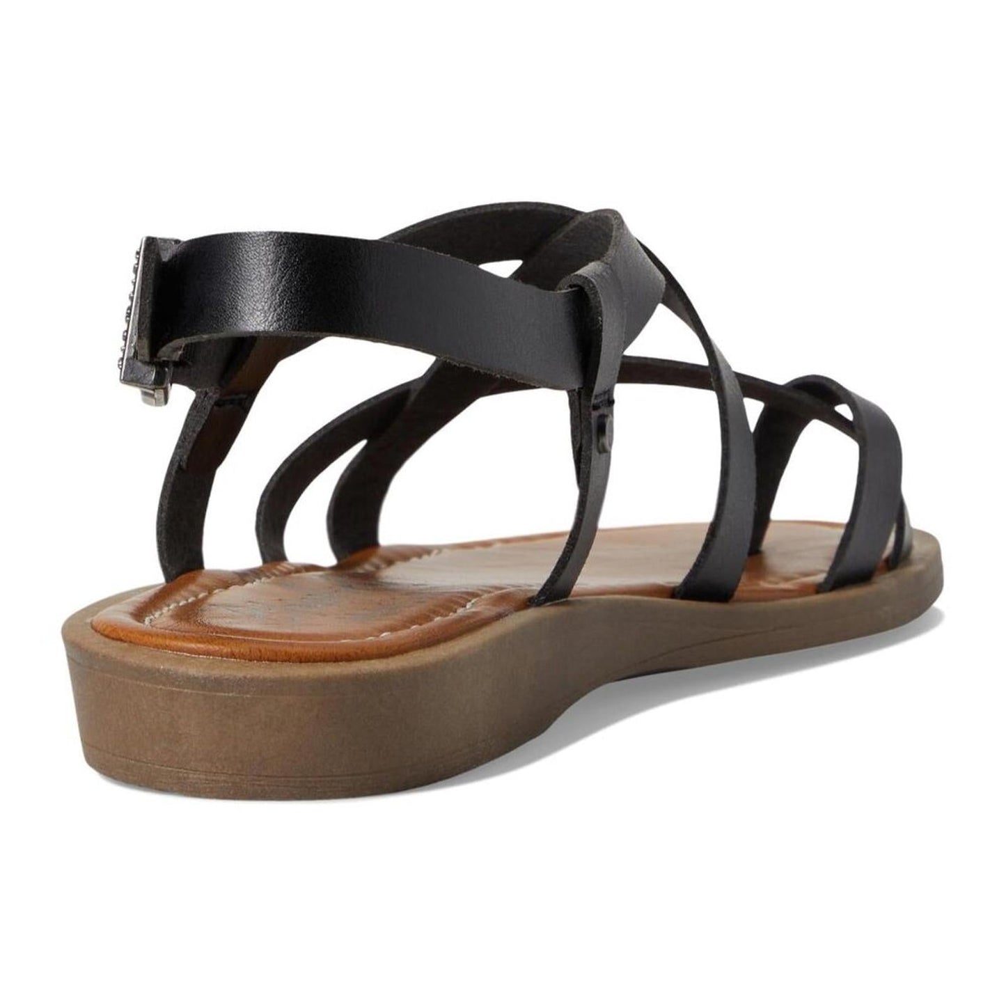 Devin Black Faux Leather Strappy Sandals