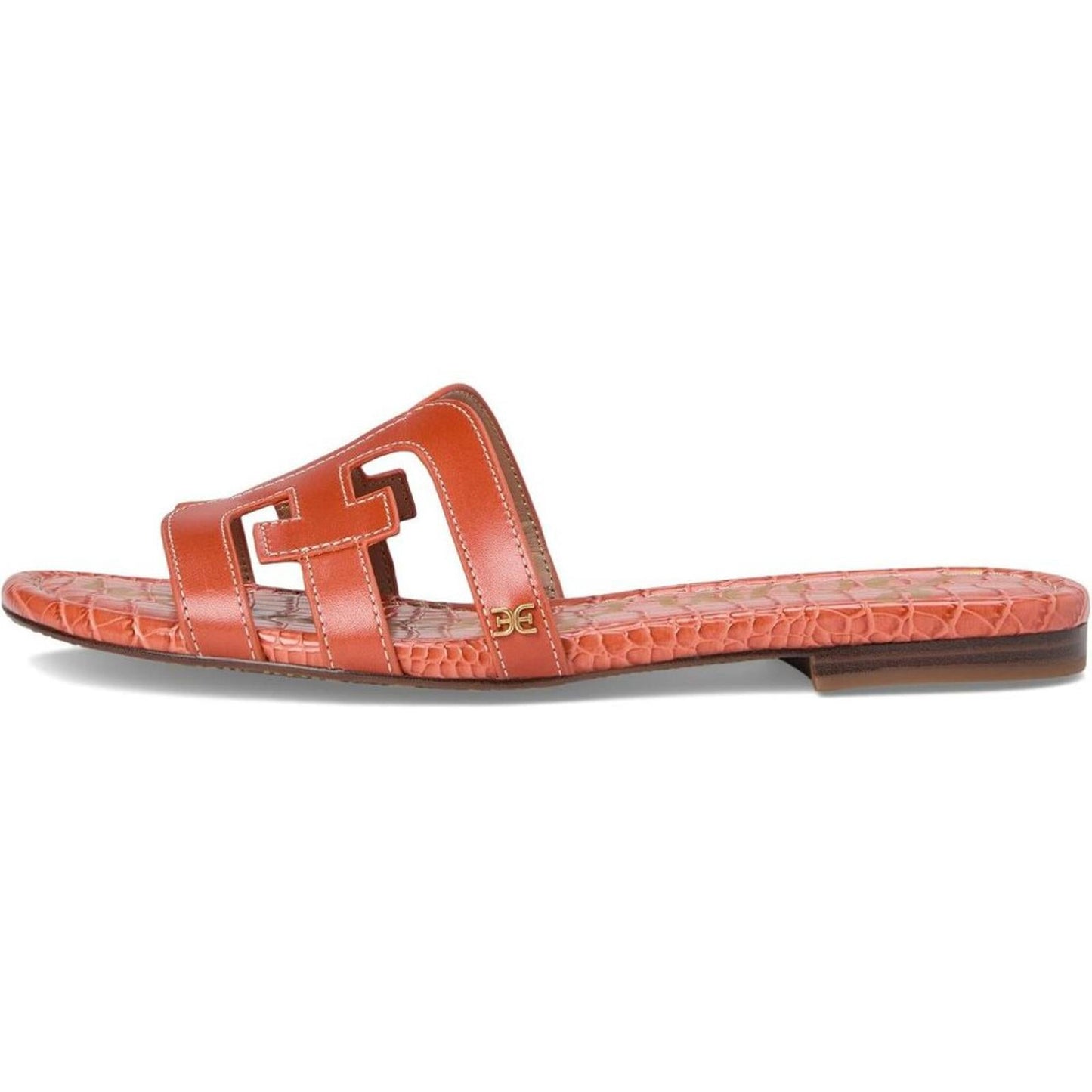 Bay Orange Sunrise Leather Flat Slide Sandals