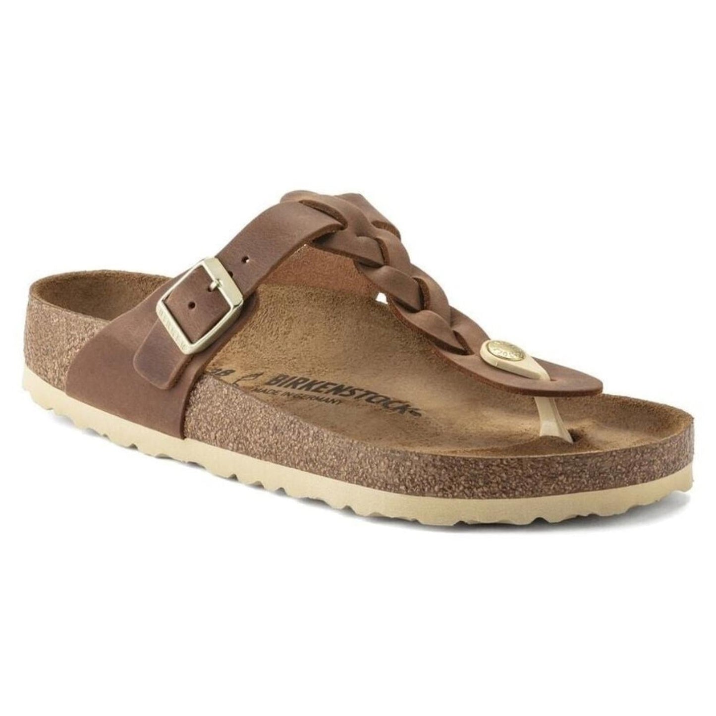 Gizeh Braided Cognac Oiled Leather Sandals