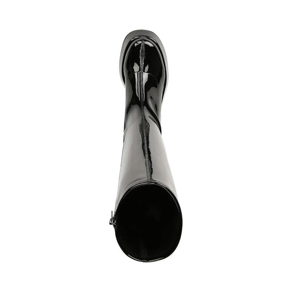 Kimberly Black Knee High Moto Boots