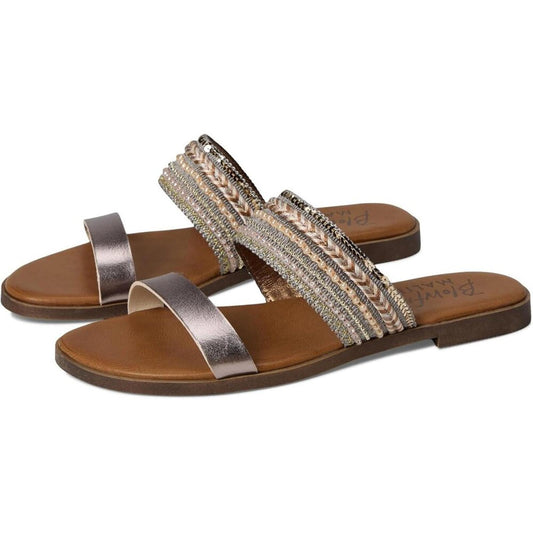 Curtis Metallic Pearl Fabric Woven Sandals