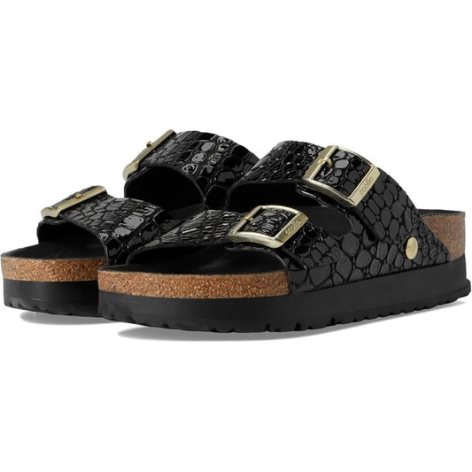 Papillio Arizona Black Embossed Platform Sandals