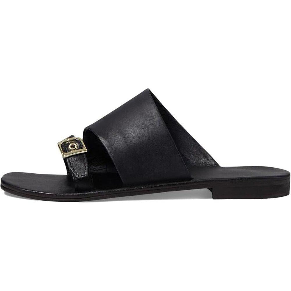 Free People Sandals Mila Black Leather Flat Slides