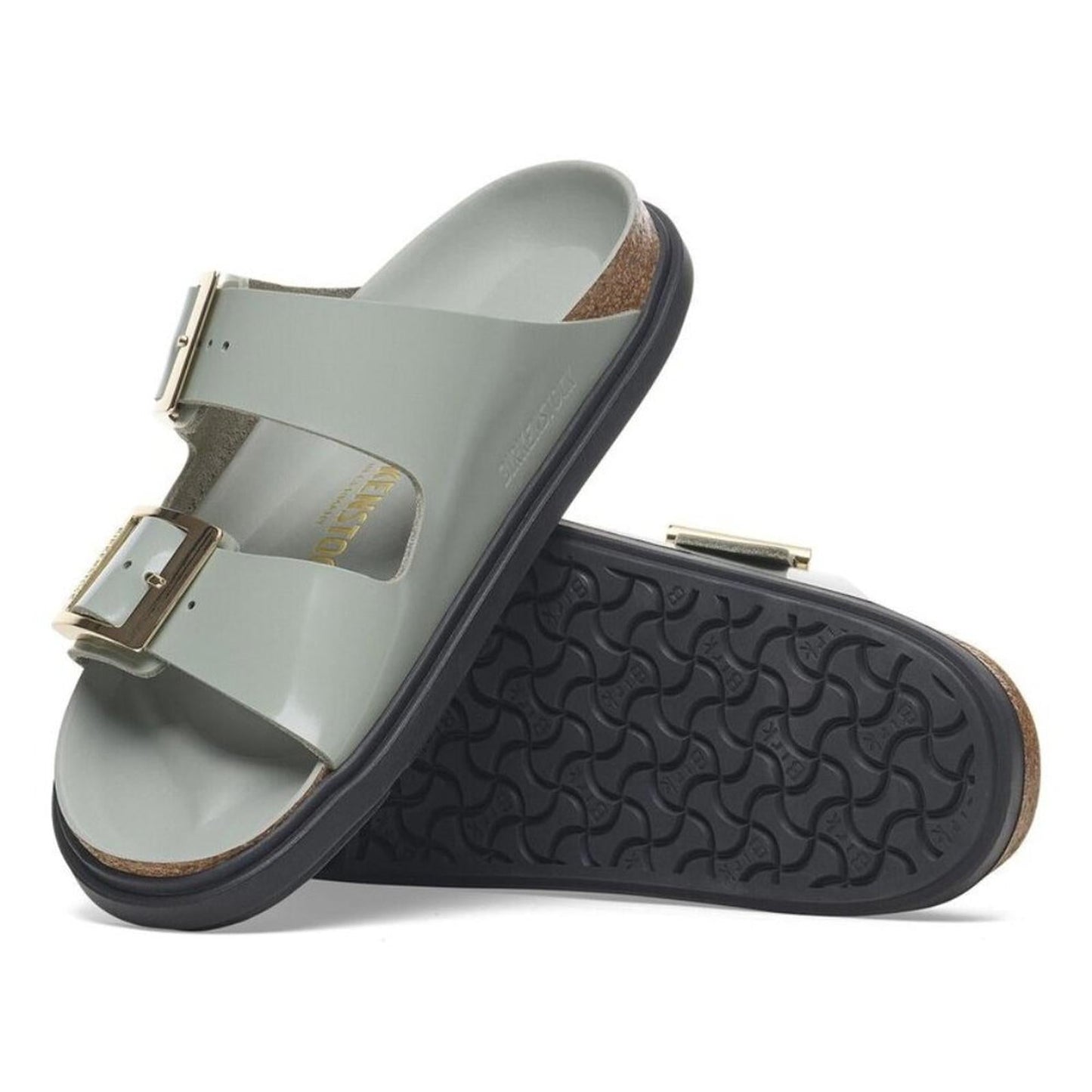 Arizona Droplet Buckle High Shine Pure Sage Sandals