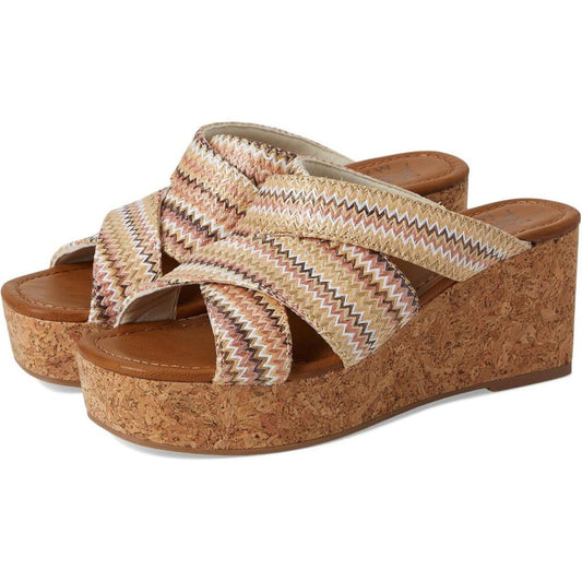 Abi Multi Zigzag Faux Raffia Wedge Sandals