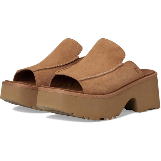 New Heights Chestnut Suede Slide Sandals