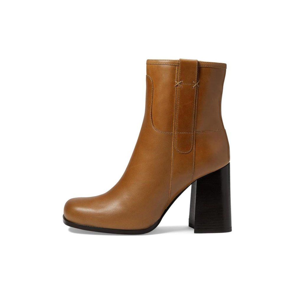 Naomi Cafe Leather Heeled Ankle Booties