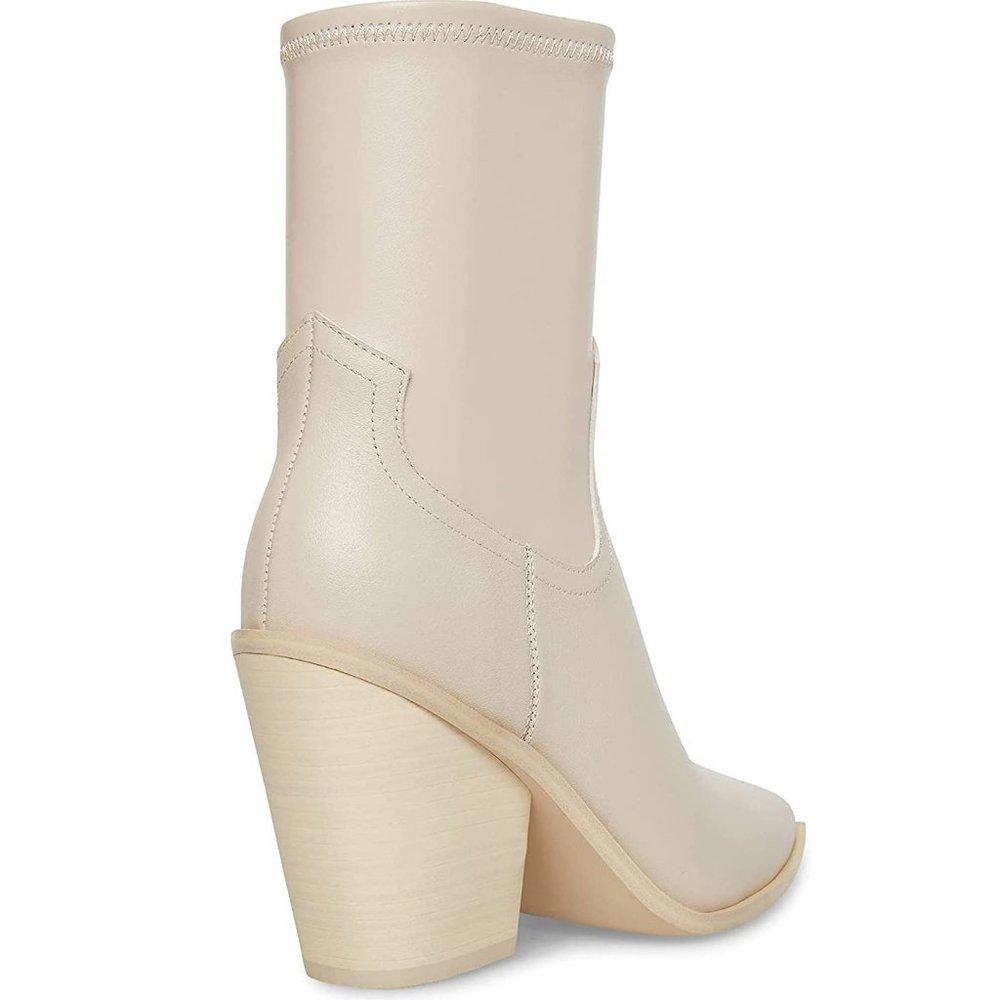 Thorn Bone Leather Heeled Booties