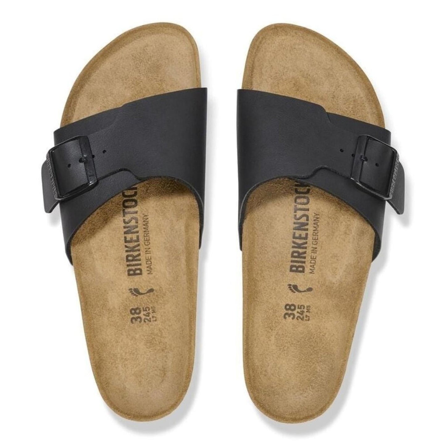 Catalina Black Leather Birko Flor Sandals