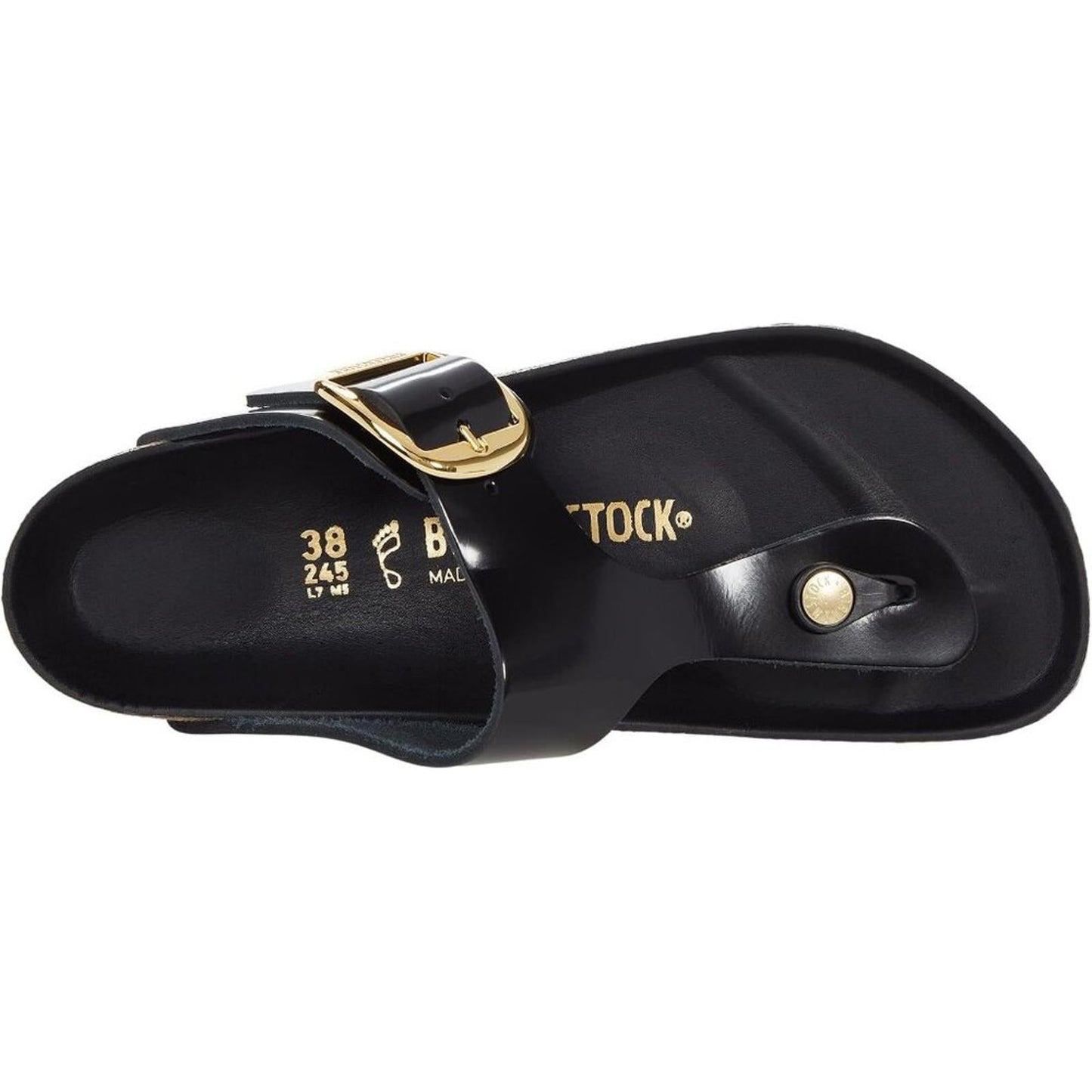 Gizeh Black Big Buckle High Shine Sandals